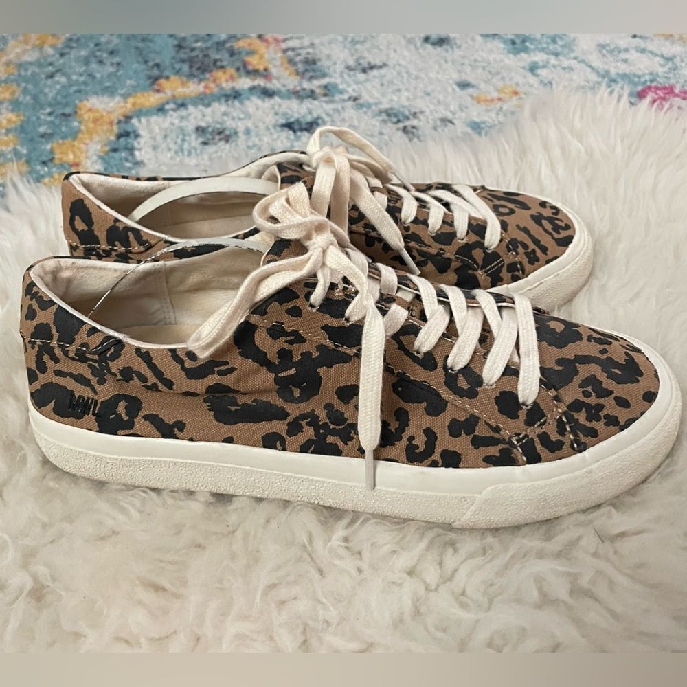 Madewell Sidewalk Low-Top Sneakers in Leopard Print Recycled Canvas Shoes 8.5